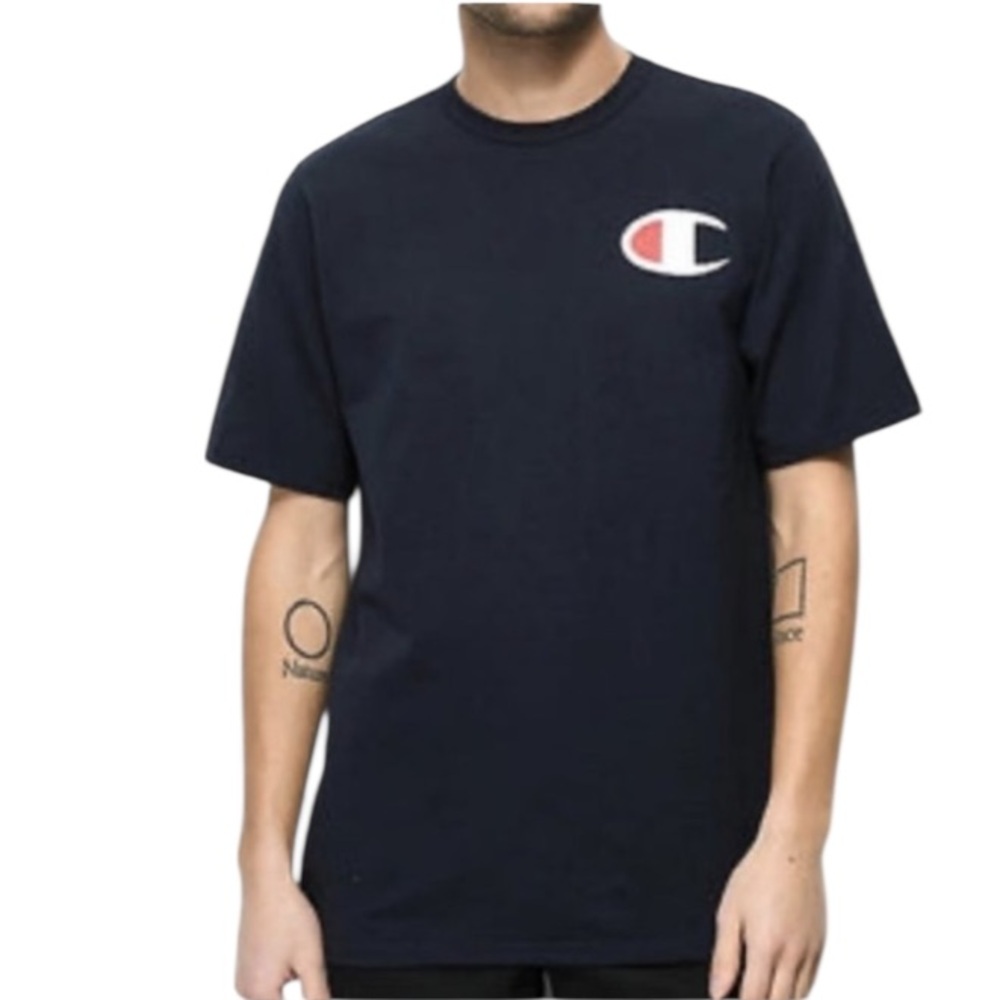 Vintage Champion Embroidered Logo Black Shirt